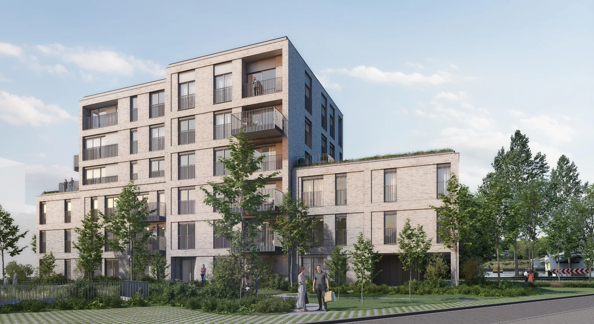 Tuinzijde van het appartementengebouw